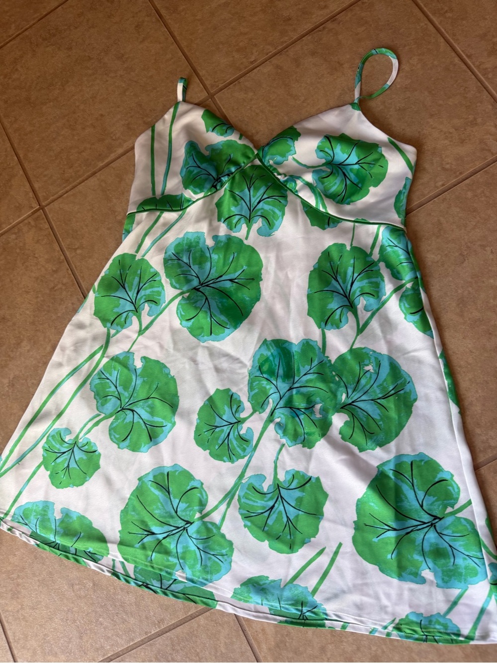 Diane Von Furstenberg for Target White Dress with Green Leaf Print
